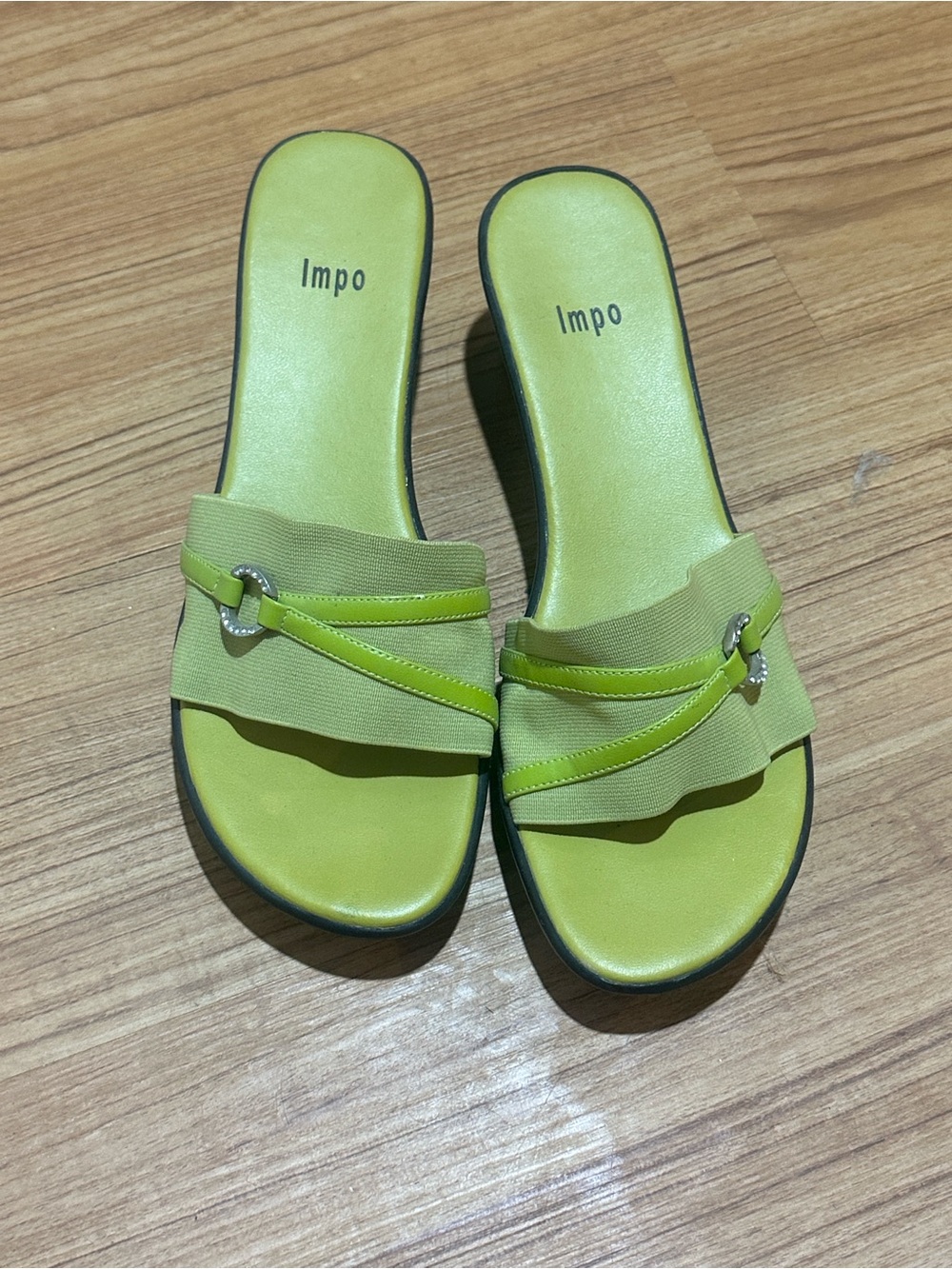 Impo Lime Green Slide Mules with Decorative Strap